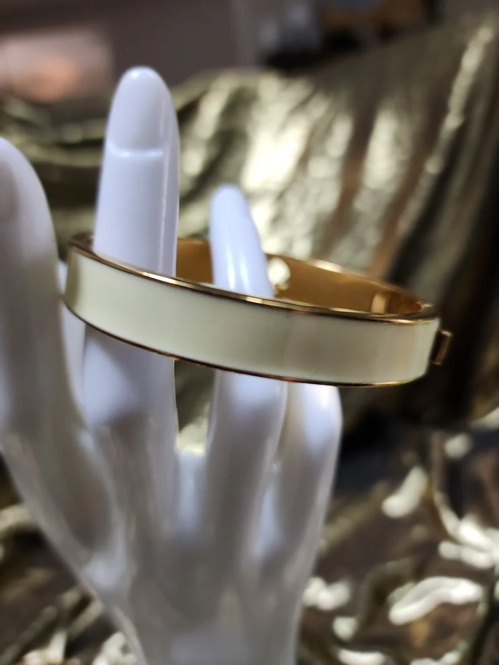 Kate Spade New York Cream Enamel Gold-Tone Bangle Bracelet - Picture 3 of 10